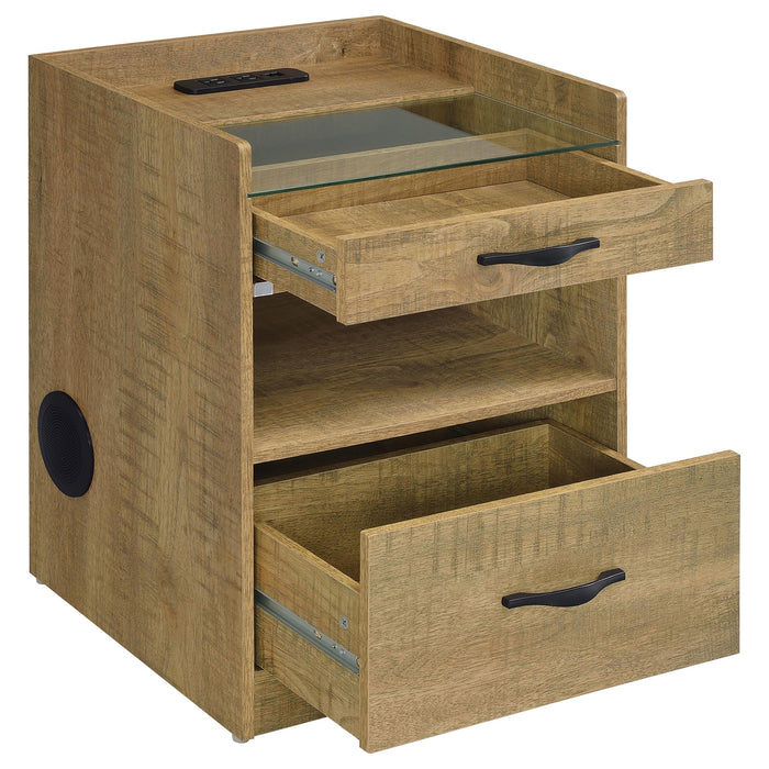 Furda 2-drawer LED Nightstand Bedside Table with Speaker Mango