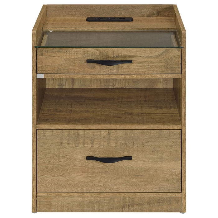 Furda 2-drawer LED Nightstand Bedside Table with Speaker Mango