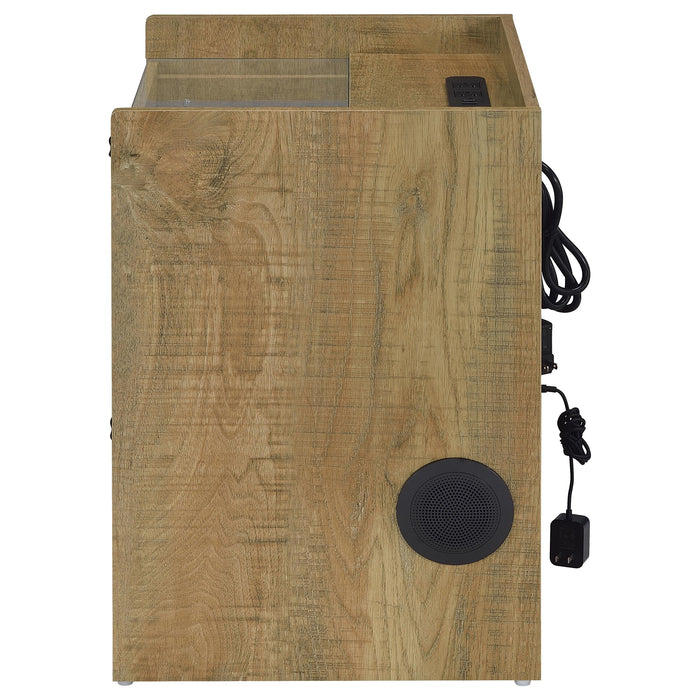 Furda 2-drawer LED Nightstand Bedside Table with Speaker Mango