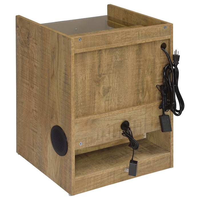 Furda 2-drawer LED Nightstand Bedside Table with Speaker Mango