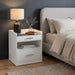 White Furda 2-drawer LED nightstand with built-in speaker, high gloss finish, modern bedside table from CoasterEveryday.