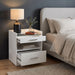 White high gloss Furda 2-drawer LED nightstand with built-in speaker, modern bedside table from CoasterEveryday furniture collection.