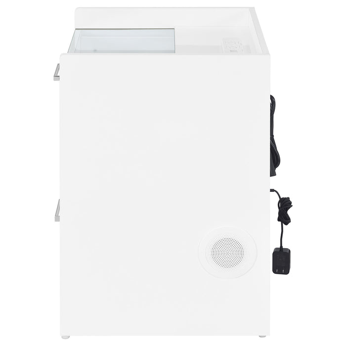 Furda 2-drawer LED Nightstand Bedside Table with Speaker White High Gloss