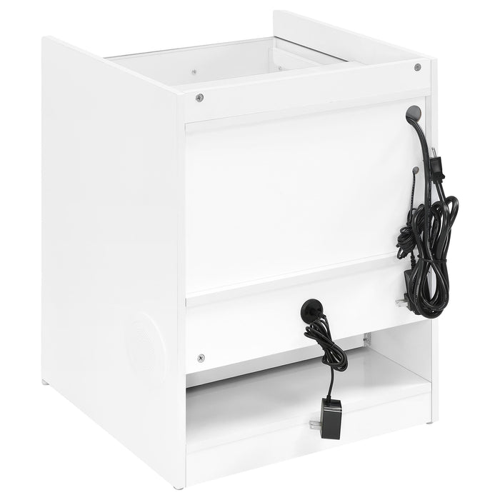 Furda 2-drawer LED Nightstand Bedside Table with Speaker White High Gloss