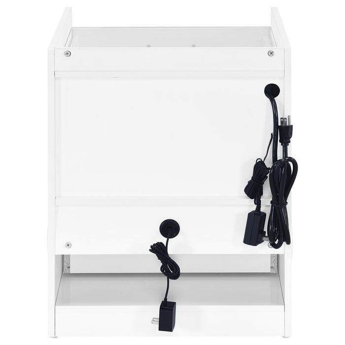 Furda 2-drawer LED Nightstand Bedside Table with Speaker White High Gloss