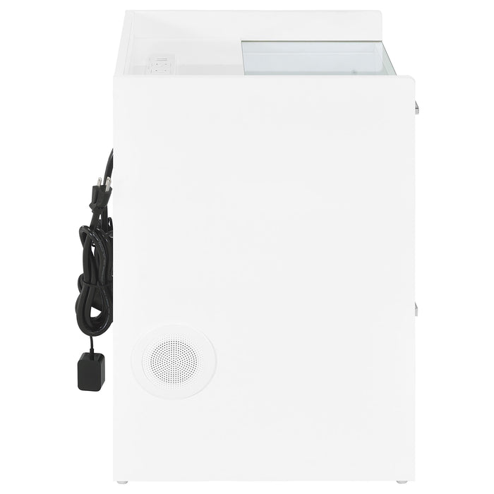 Furda 2-drawer LED Nightstand Bedside Table with Speaker White High Gloss