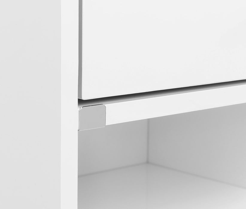 Furda 2-drawer LED Nightstand Bedside Table with Speaker White High Gloss