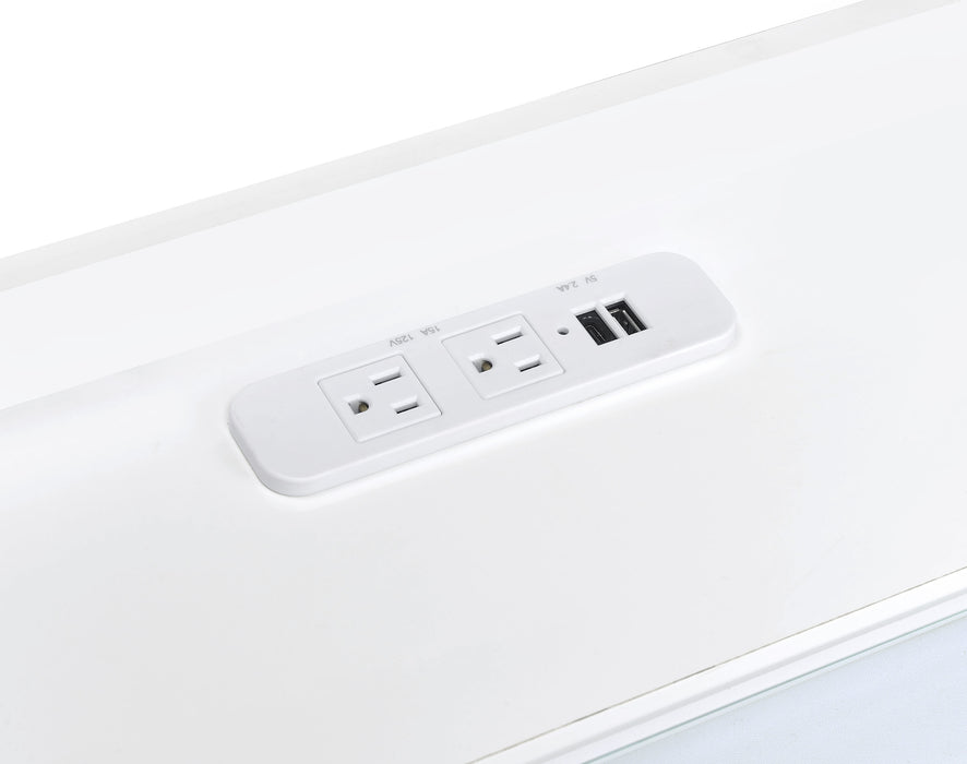 Furda 2-drawer LED Nightstand Bedside Table with Speaker White High Gloss