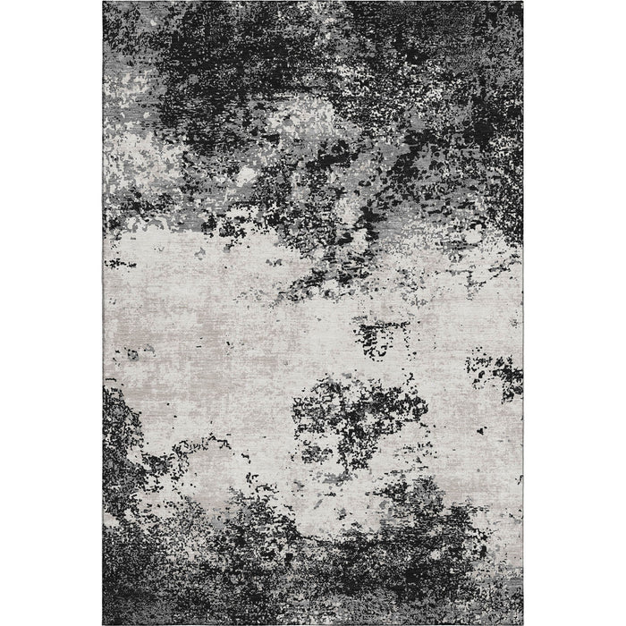 10' X 14' Abstract Washable Area Rug With UV Protection (680615) - Black / Gray / Silver
