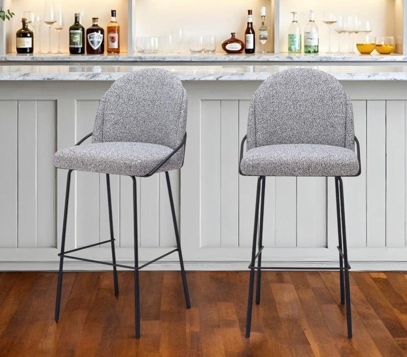 30" Modern Shearling And Steel Bar Height Bar Chairs (Set of 2) - White