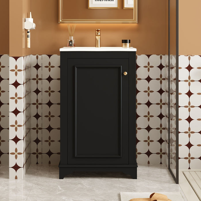 Giga bathroom vanity with sink, freestanding single cabinet, soft-close door and adjustable shelf, modern and functional design