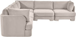 Meridian Furniture Hammond velvet performance fabric 5-piece corner sectional sofa with plush upholstery and modern design.