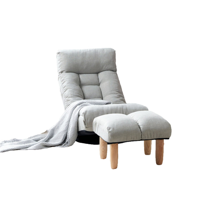 Giga adjustable Japanese reclining floor chair with metal frame, featuring a soft cushion and versatile design for living room comfort