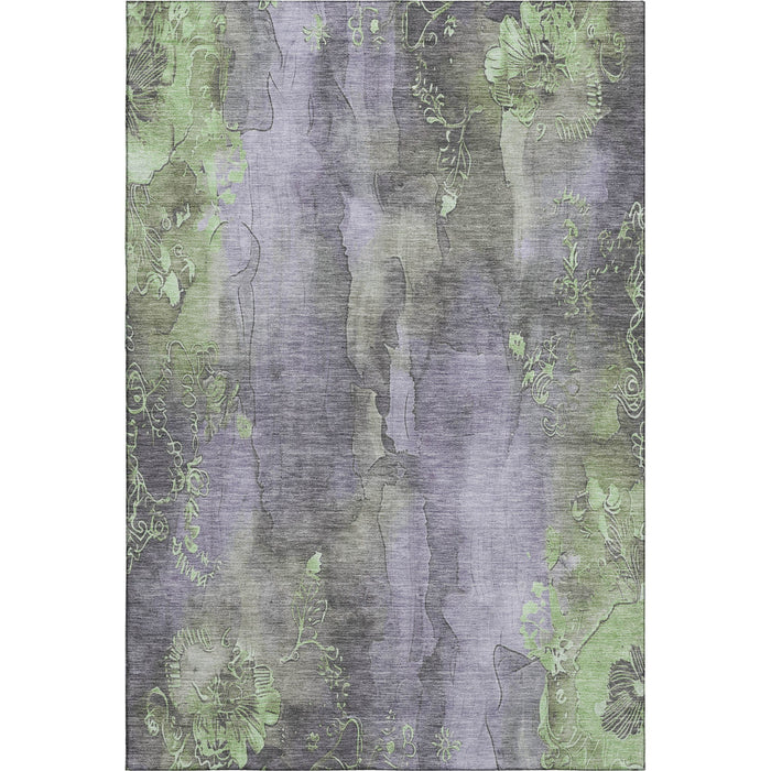 10' X 14' Floral Washable Area Rug With UV Protection (706325) - Lavender / Green