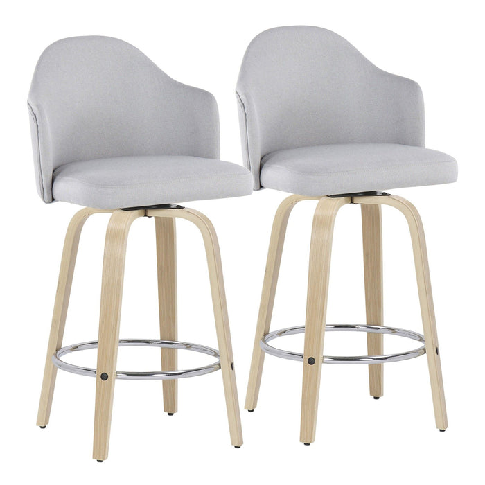 Ahoy - Fixed - Height Counter Stool - Natural Wood Legs And Round Footrest (Set of 2)
