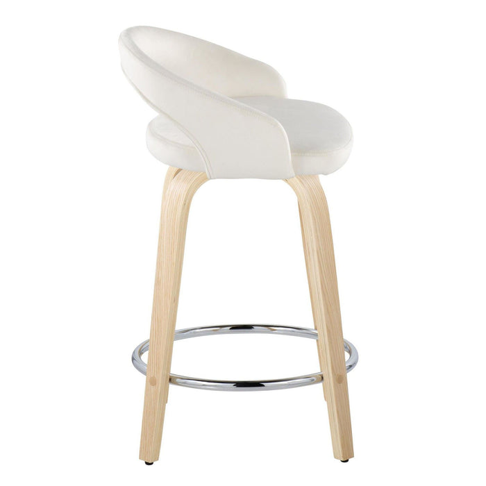 Grotto - 30.5" Upholstered Fixed-Height Counter Stool (Set of 2) - Natural Wood Base