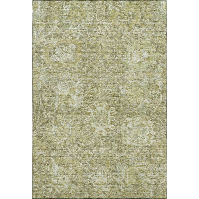 10' X 14' Damask Washable Area Rug With UV Protection (684310) - Sage / Ivory