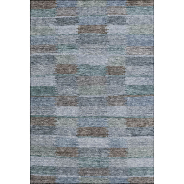 10' X 14' Striped Washable Area Rug With UV Protection (695318) - Blue / Teal / Brown