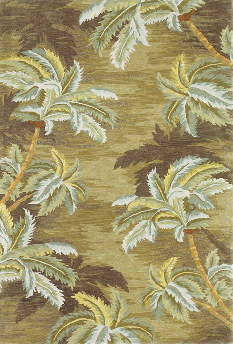 8' x 11' Wool Palm Trees Area Rug - Moss Green