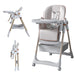 Giga adjustable baby high chair with safety belt, portable infant feeding seat, silent lockable wheels, suitable for 0-6 years.