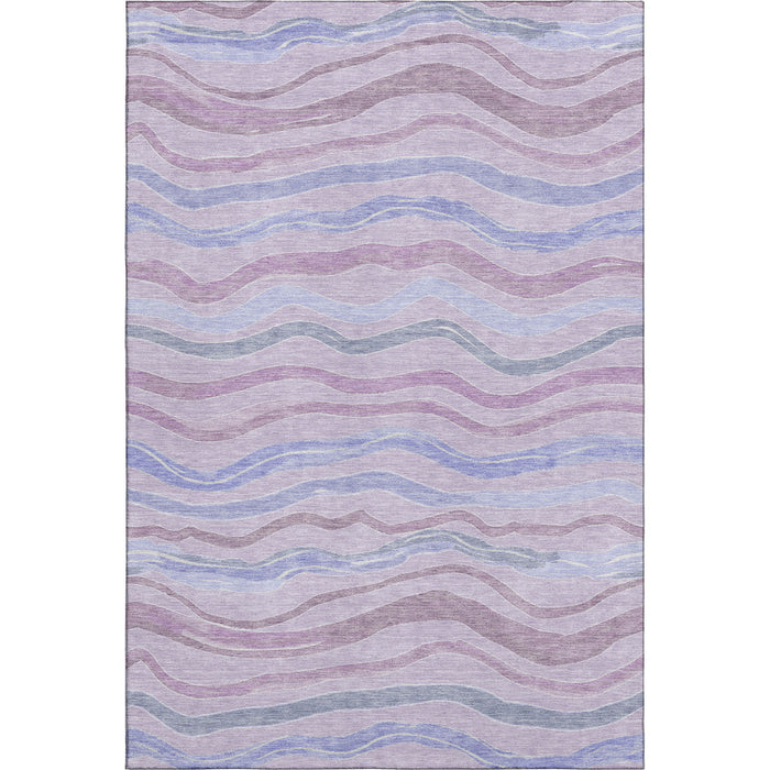 10' X 14' Striped Washable Area Rug With UV Protection (694568) - Lavender / Ivory / Lilac