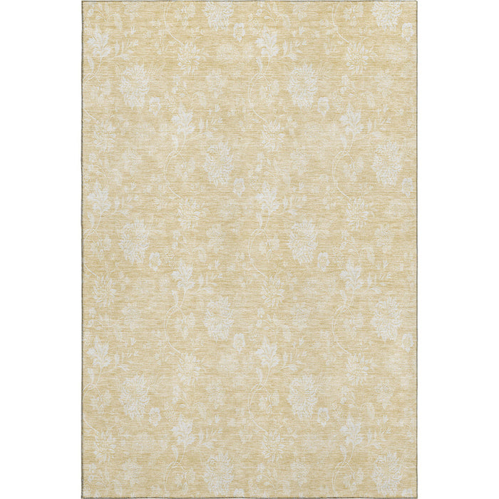 10' X 14' Floral Washable Area Rug With UV Protection (655992) - Amber / Ivory