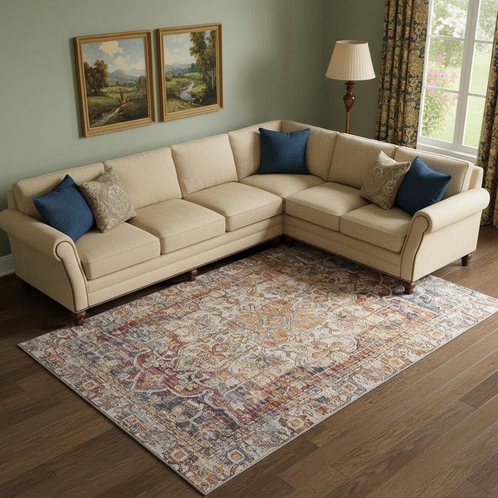 10' X 14' Oriental Washable Area Rug With UV Protection (699346) - Copper / Gray / Ivory