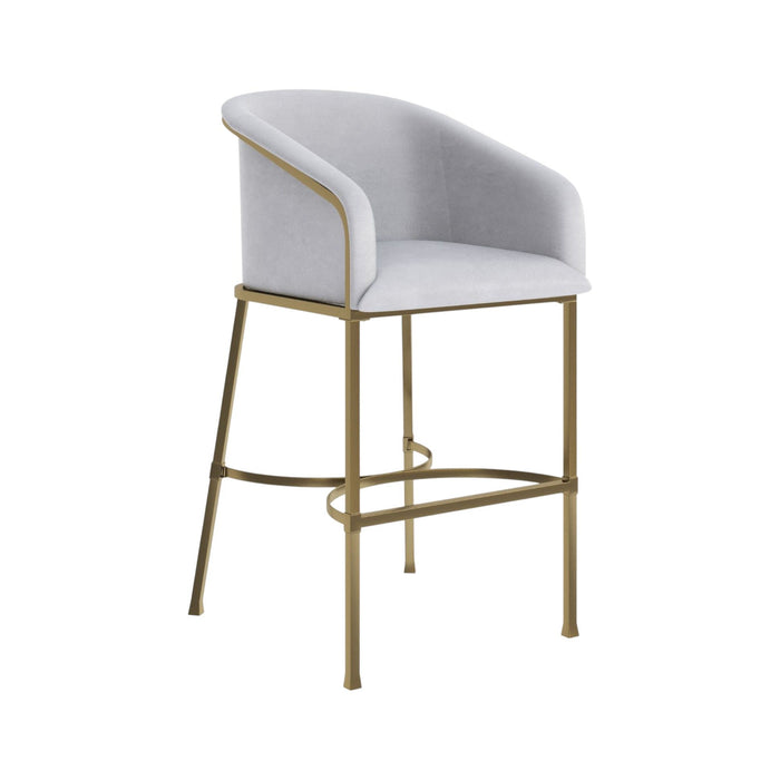 Fabric Low Back Bar Height Bar Chair - White / Gold