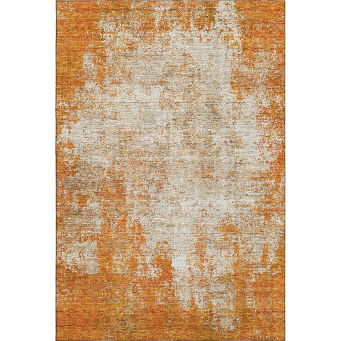 10' X 14' Abstract Washable Area Rug With UV Protection (674868) - Orange / Ivory