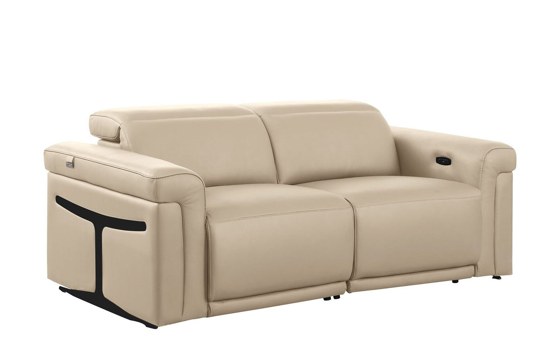 Italian Leather Power Reclining Loveseat (720483) - Cream / Black