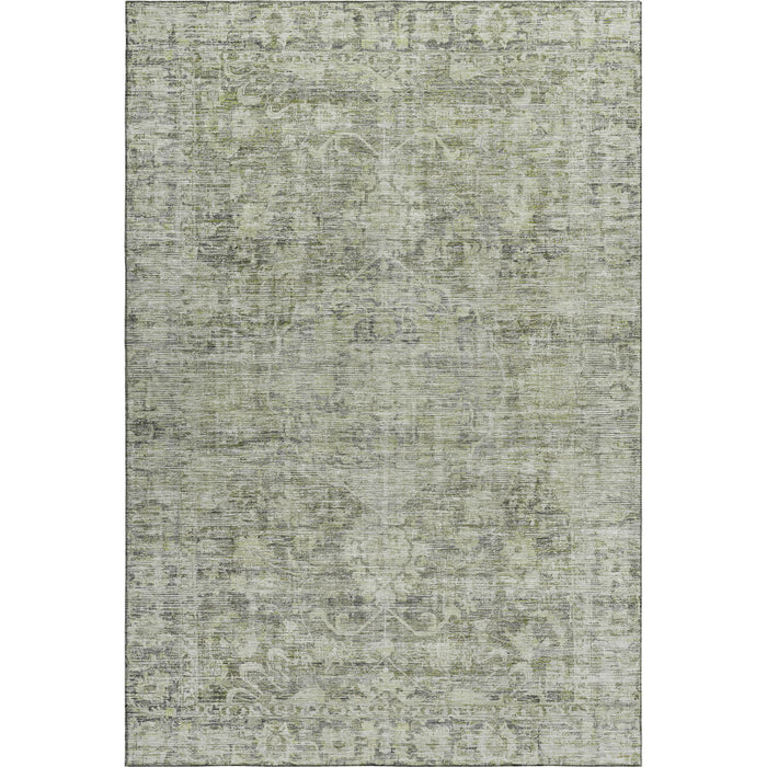 10' X 14' Oriental Washable Area Rug With UV Protection (699897) - Artichoke Green / Gray