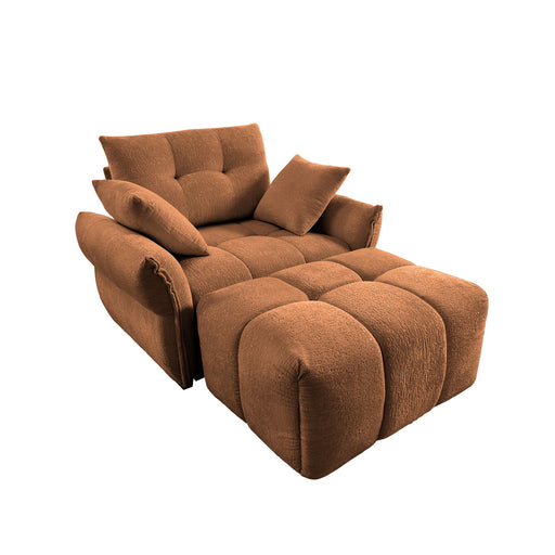 Giga ergonomic single seater sofa with matching ottoman, high-resilience support cushions, stationary chair with modern design