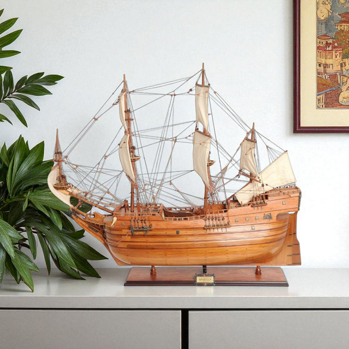Hand Painted Boat (401978) - Brown