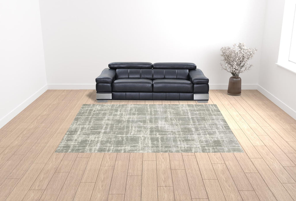 10' x 13' Abstract Shag Power Loom Stain Resistant Area Rug - Gray And Ivory