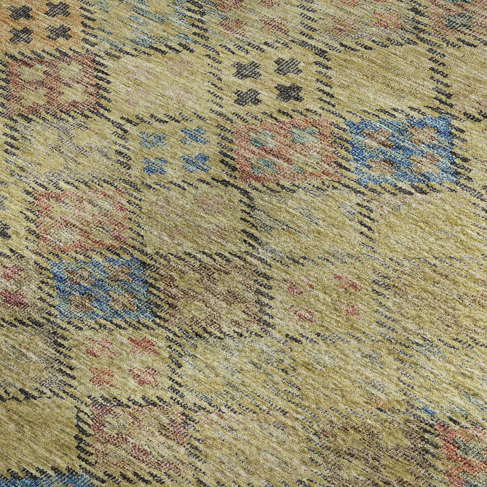 10' X 14' Geometric Washable Area Rug With UV Protection (683818) - Gold / Blue / Copper