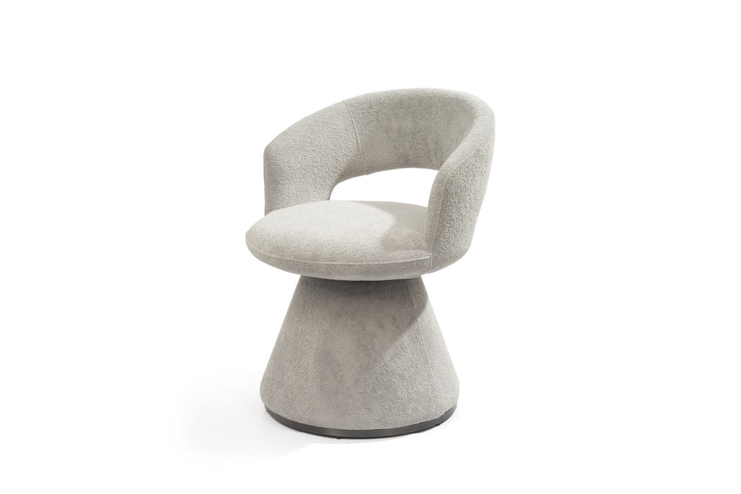Boucle Partially Open Back Swivel Dining Arm Chair - Dark Gray