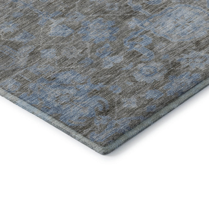 10' X 14' Floral Washable Area Rug With UV Protection (693300) - Gray / Blue