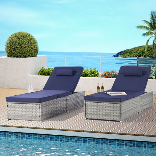 Gray outdoor rattan chaise lounge from Giga, part of the outdoor sofa and deck chair collection, with a comfortable design.