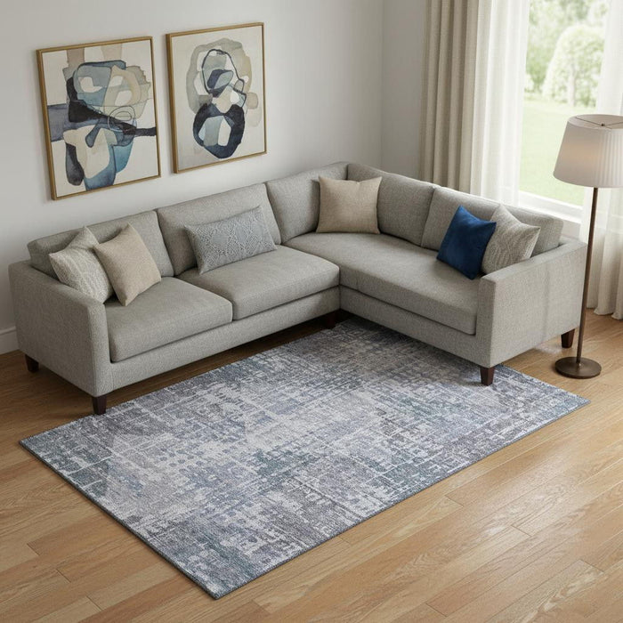 10' X 14' Geometric Washable Area Rug With UV Protection (715003) - Blue / Purple