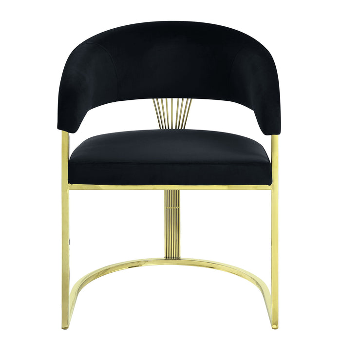 Upholstered Velvet Partially Open Back Dining Side Chair - Black