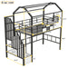 Giga metal loft bed with roof design, storage box, guardrails, and integrated ladder, ideal for space-saving bedrooms