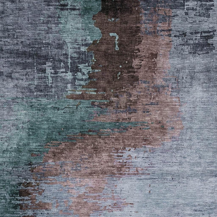 10' X 14' Abstract Washable Area Rug With UV Protection (715609) - Blue / Brown