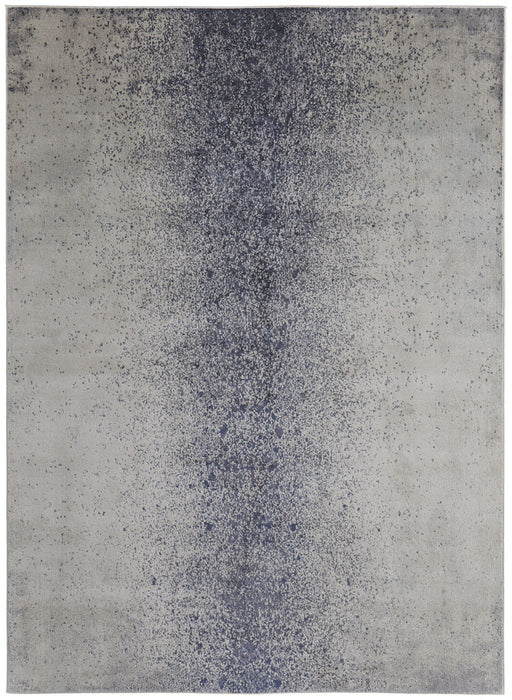 12' x 15' Abstract Power Loom Area Rug - Ivory And Blue