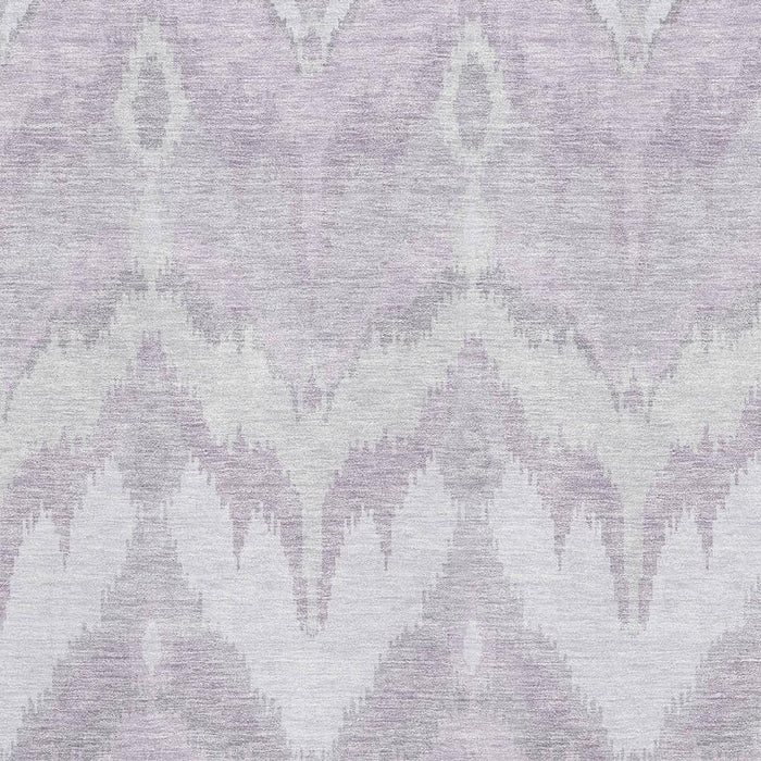 9' X 12' Ikat Washable Area Rug With UV Protection - Lavender And Silver