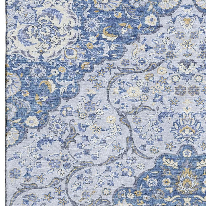 10' X 14' Medallion Washable Area Rug With UV Protection (696830) - Blue / Gray / Silver