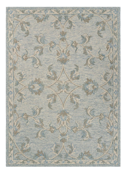 7' x 9' Wool Hand Tufted Area Rug - Ivory And Blue