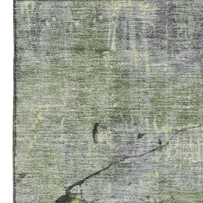 10' X 14' Abstract Washable Area Rug With UV Protection (701159) - Lime Green / Gray / Silver