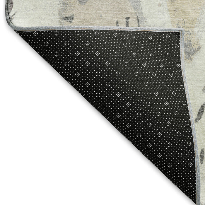 10' X 14' Geometric Washable Area Rug With UV Protection (694520) - Linen / Ivory / Gray