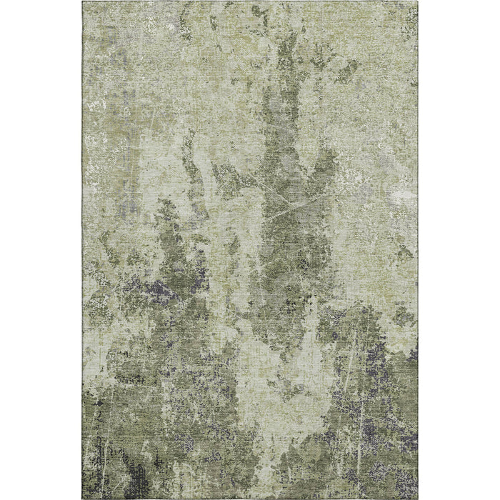 10' X 14' Abstract Washable Area Rug With UV Protection (693378) - Artichoke Green / Charcoal / Ivory
