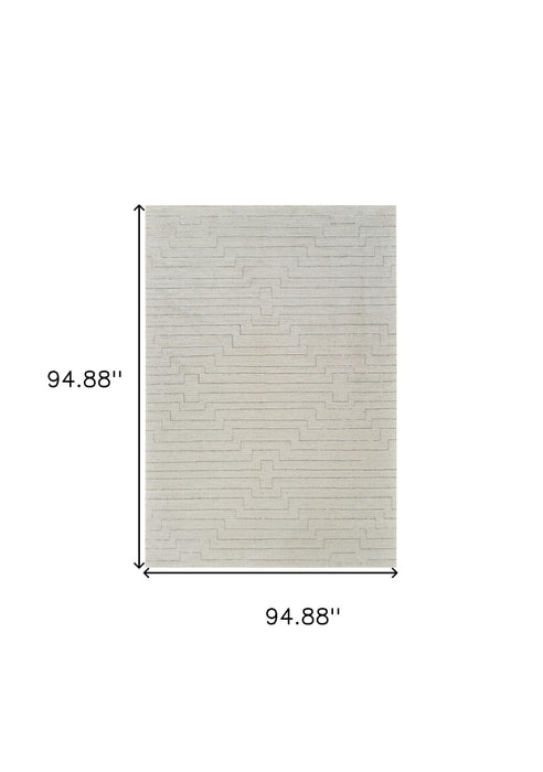 7.9' x 7.9' Abstract Distressed Area Rug - Cream And Beige